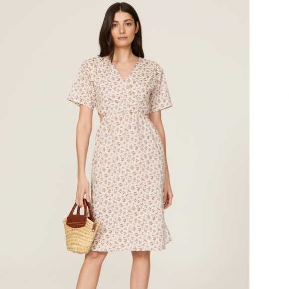 Louna Pink Floral Surplice Dress - Picture 1 of 7